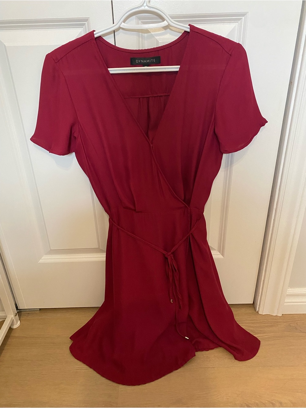 Dynamite Wrap Dress in Deep Burgundy Red